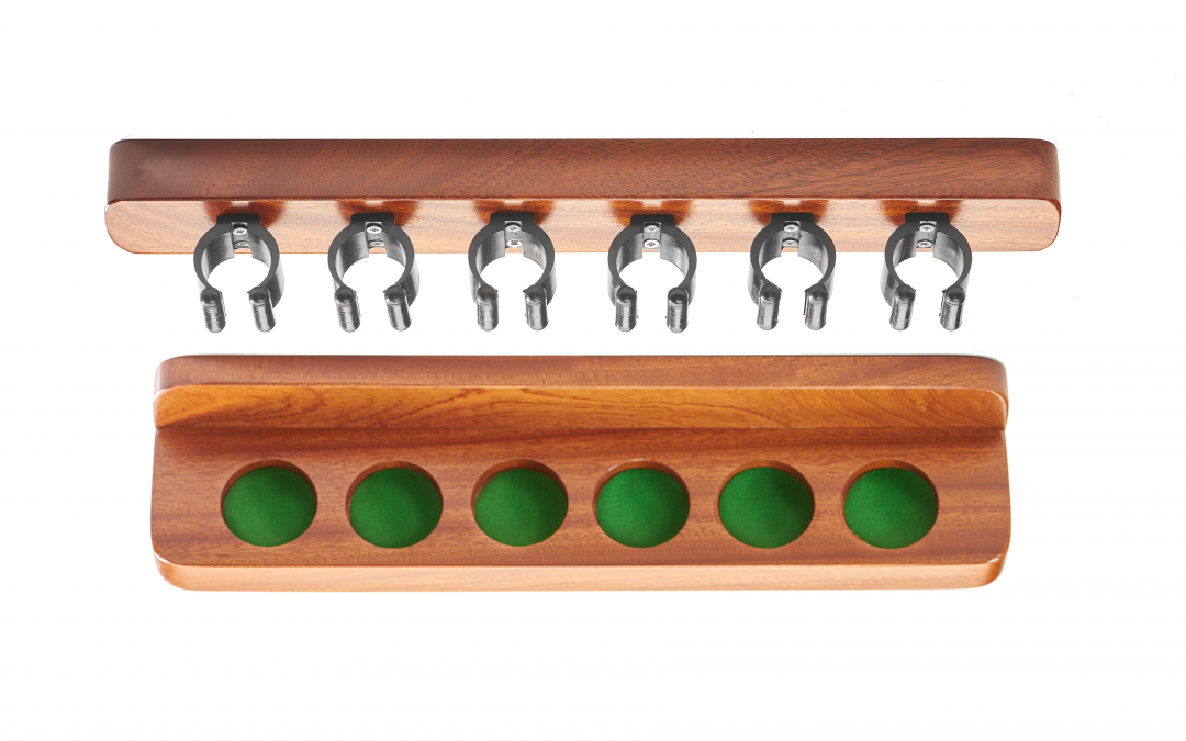 Mahogany Cue Rack with Nylon Clips