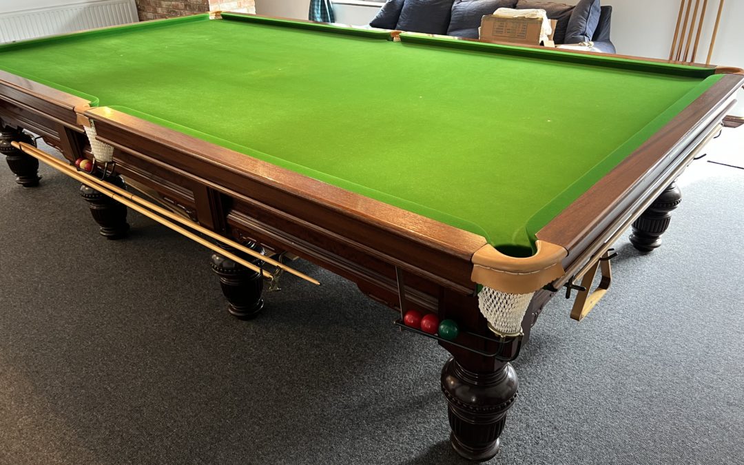 Antique Mahogany Turned Leg Full Size Snooker Table